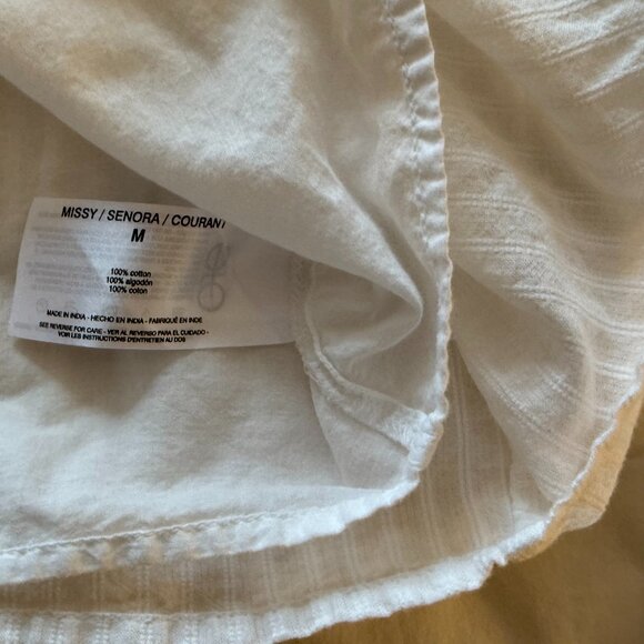 Womens White Cotton Short-Sleeve Blouse Top - Picture 4 of 5